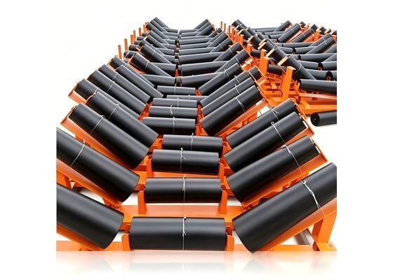 Mining Conveyor Roller Orange Coated Steel Tube Long Service Life Industrial Use