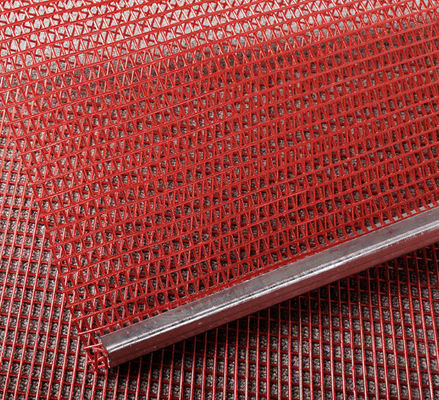 Red Color Lightweight Tensioned Hook Polyurethane Screen Mesh with No Blind for Mining